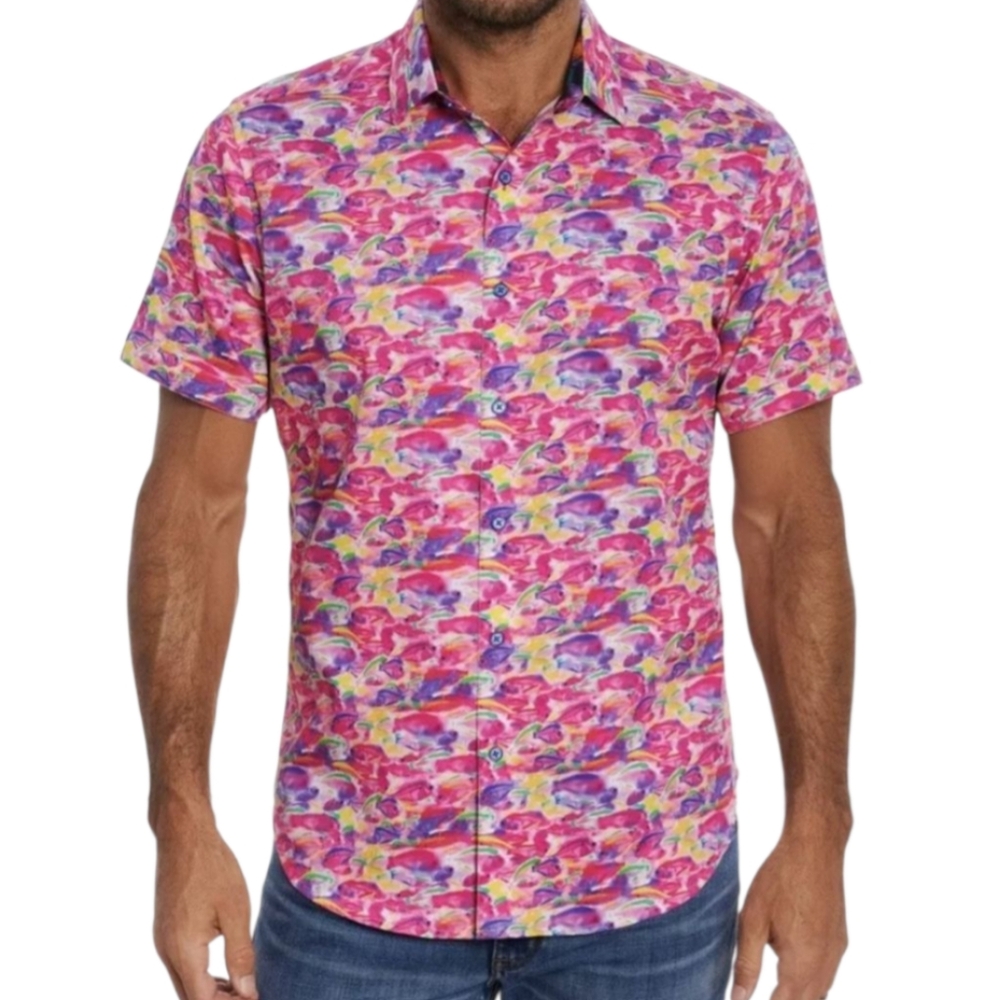 Robert Graham Fishy Business Short Sleeve Shirt Size M